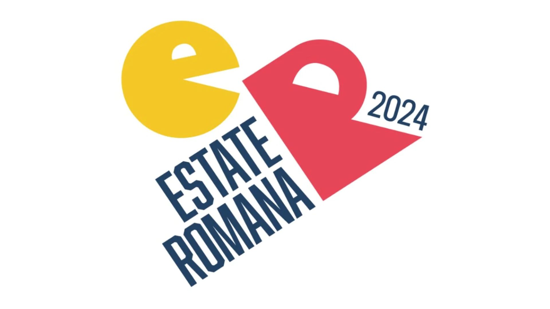 Logo dell’Estate Romana 2024: design colorato con simboli di Roma e il testo ‘Estate Romana 2024’